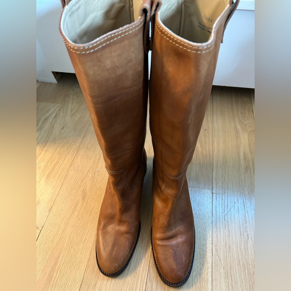 J. Crew Tan Leather Heeled Boots